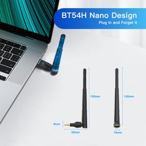 Krisnorey Long Range Upgraded Bluetooth 5.4 Adapter for PC, 5dBi High Gain Wireless USB Dongle for Windows 11/10/8.1/7 Laptop Linux Desktop, Plug & Pair Keyboard Mice Headphone Speaker Game Controller