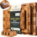 3 Pack Heavy Duty Bamboo Cutting Board Set Non Slip Over Sink Nice Solid End Grain Thick Wood Juice Groove Chopping Board Extra Large Big Small Best Kitchen Essential House Warming Hostess Host Gift