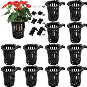 Lawei 12 Pack Aquarium Plant Holder with 3 Size Extension Hooks and Suction Cups, Large Hanging Aquarium Plant Holder, Aquatic Planter Cups Pots for Fish Tank Cultivation and Aquascape Decorations