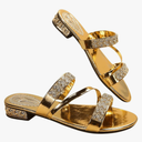 GORGLITTER Women's Gold Strappy Wedge Sandals 2025 Dressy Summer Sparkly Shoes, 38