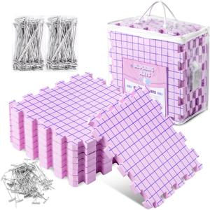 Opstin Knitting Blocking Mats and Pins, Interlocking Blocking Boards for Crochet Projects 0.75'' Extra Thick Blocking Mats with 150 T-Pins and Storage Bag