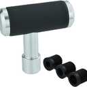 T Shifter Knob Leather Shift Knob Gear Shift Stick Head for Most Manual Automatic Vehicles (Silver)
