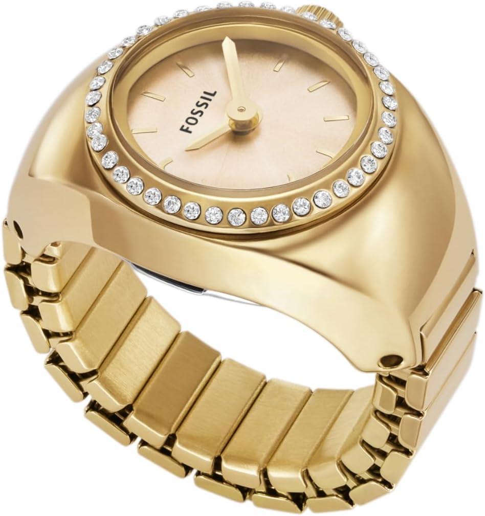 Fossil Women's Watch Ring, Quartz Stainless Steel Two-Hand Ring Watch for Women