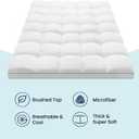 JINXIA Cooling Mattress Topper King for Back Pain, Extra Thick Mattress Pad Cover,Deep Elastic Pocket, Plush Pillow Top Overfilled with Down Alternative, White