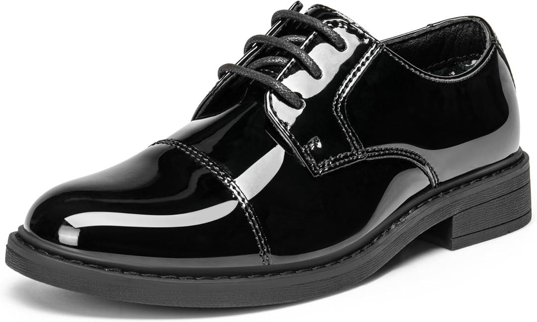 Bruno Marc Boys Dress Oxford Formal Shoes (Size 5 Big Kid, Black-pat)