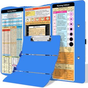 Nursing Clipboard Foldable, Aluminum Nursing Clipboard with Nursing and Medical Edition Cheat Sheets 3 Layers Foldable Clipboard Nursing Pocket Size Clipboard Notepad for Nurses Students and Doctors