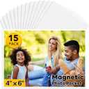 YixangDD 15 Pack Magnetic Picture Frame, 4 x 6 Inches Fridge Magnetic Photo Frames, Magnetic Photo Frames for Refrigerator, Home, School, Office (White)