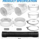 Dryer Vent Connector Kit with 90 Degree Elbow & 6-Layer Flexible Hose, Space-Saving Dryer Vent Hose for Tight Space, 4 Inch Dryer Duct Connector, Heat Resistant Dryer Exhaust Pipe, Easy Installation
