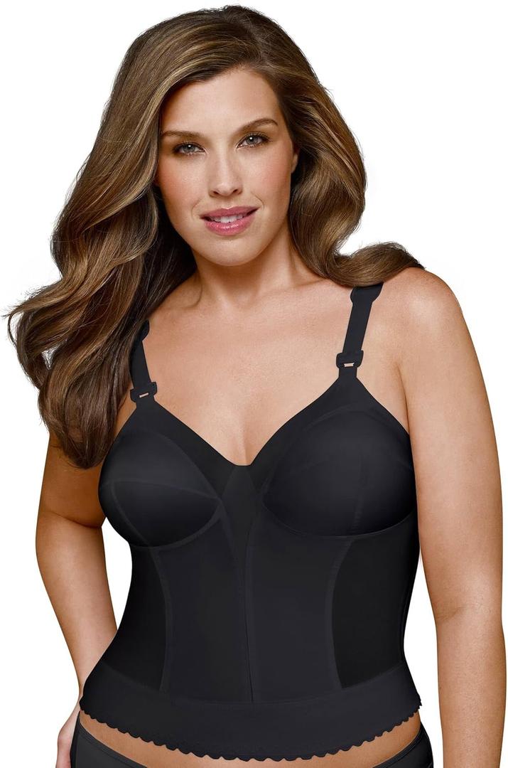 Exquisite Form 5107532 Fully Slimming Wireless Back & Posture Support Longline Bra with Back Closure (40D, Black)