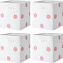 4 Pack Dot Cube Storage Bins Foldable Pink Cube Bins with Handles Fabric Square Storage Organizer Basket Decorative Collapsible Organizer for Closet Cabinet Shelf Nursery Office