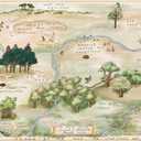 Allenjoy Hundred Acre Wood Hand Drawn Illustration Backdrop Forest Animal Bear Pooh Background for Kids One Year Old Birthday Party Supplies Dcoration (70.8 x 43.3 in)