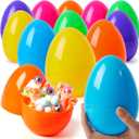 JOYIN 12 Pcs Large Plastic Easter Eggs, 6 Inches Colorful Jumbo Eggs Fillable for Easter Themed Hunt Basket Stuffers Fillers Filling Treats Party Favor Classroom Prize Supplies