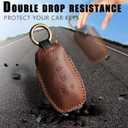 fits for Ford Key Fob Cover . Compatible with 2013-2017 F150 Mustang Explorer Fusion Edge MKZ MKC MKX Fits for Lincoln 5 Button Smart Leather Car Key Protector Fob Chain/Brown