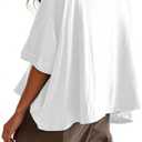 Tankaneo Womens Oversized T-Shirts Cropped Summer Casual Short Sleeve Loose Fit Tee Tops, White Size L