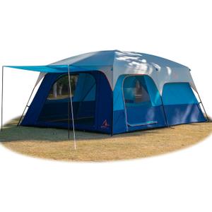 KTT Extra Large Tent 10-12-14 Person (Style-B), Family Cabin Tents, 2 Rooms, 3 Doors and 3 Windows with Mesh, Straight Wall, Waterproof, Double Layer, Big Tent for Outdoor, Picnic, Camping, Family Gathering