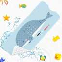 Cute Whale Ocean Bathtub Shower Mat Funny Kids Sea Non-Slip Tub Extra Long Bath Floor 40X16 Inch Machine Washable for Bathroom Tub Bath Mat for Toddler and Baby