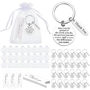 Yinkin 72 Pcs Employee Appreciation Gifts Bulk Staff Thank You Gifts Organza Bags with Cards for Coworkers Graduation Favors (White)