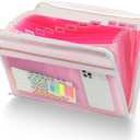H4D 13 Pocket Expanding File Folder Organizer with Front Clear Pounch, Accordion File Organizer with Zipper Clourse, Fit for Letter Size Papers, Pink