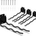 HUHOLE Garage Hooks, Ladder Hangers for Garage Wall, Shovel Holder, 4 Pack Heavy Duty Hook for Ladder, Rake, Folding Chair, Yard Tools, Garden Tool, 12 Wave Curved Utility Hooks
