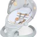 Ingenuity InLighten Baby Swing, 3-in-1 Bounce, Sway & Stationary Seat, Bluetooth Music, Light-Up Canopy, Remote Control, Vibrations, 5-Point Harness, Pebble Shore