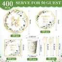 Pickmesh 400 Pcs Sage Green Bridal Shower Party Supplies Eucalyptus Leaves Bride to Be Happy Ever After Disposable Paper Plates Napkins Cups Cutlery Set for Wedding Bachelorette Party Decorations