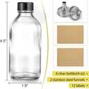 6 Pack, 4 oz Small Clear Glass Bottles with Lids & 2 Stainless Steel Funnels - 120ml Boston Sample Bottle for Potion, Juice, Wellness, Ginger Shots, Whiskey, Liquids - Mini Travel Essential Bottles