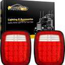 Partsam Pair 38 LED Universal Tail Brake Turn Stop License Back up Reverse Lights Rear Combination for Wrangler YJ TJ CJ Truck Trailer Boat RV,12V Stud Mounted Lamps Waterproof, Pack of 2