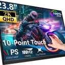 Prechen 23.8 Inch 2K 100Hz Large Portable Touchscreen Monitor 100% sRGB IPS Portable Touch Display QHD w/90 Adjustable Stand USB-C HDMI Laptop Monitor Desktop 2560X1440