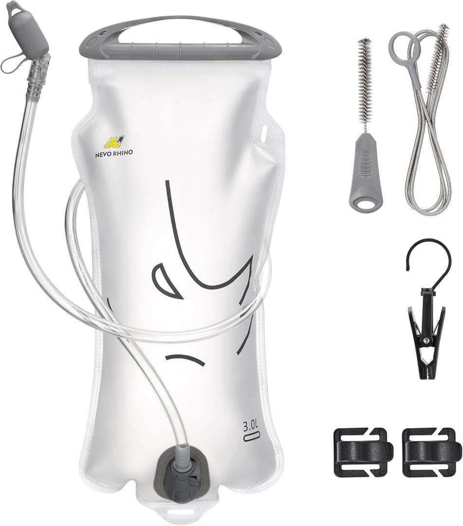 N NEVO RHINO Hydration Bladder 2L-3L,Water Reservoir for Hiking Backpack Leak Proof Water Storage Bladder,BPA-Free Water Pouch Hydration Pack for Camping Cycling Running