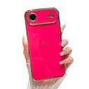 ZTOFERA Designed for iPhone Air Case 6.5 inch,Cute Plating Edge Love Hearts Pattern with Camera Lens Protection Phone Cover for Girls Women,Hot Pink