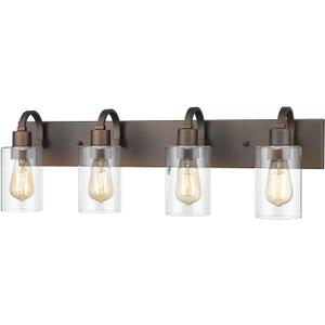 Emliviar 4-Light Bathroom Vanity Light - Farmhouse Bathroom Wall Lighting, Oil Rubbed Bronze Finish with Clear Glass, YCE237B-4W ORB