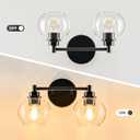 VONLUCE Bathroom Light Fixtures, 2-Light Bathroom Vanity Light with Globe Glass Shades E26 Sockets, Vanity Lights for Bedroom Hallway Living Room, Black Finish