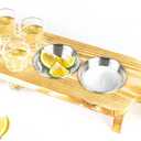 Shot Glasses Serving Tray Tequila Shot Glass Holder with 6 Shot Glasses Set Unique Wooden Holder for Drinking, Serving, Display and Storage for Bar, Restaurant,Tequila Gifts for Housewarming
