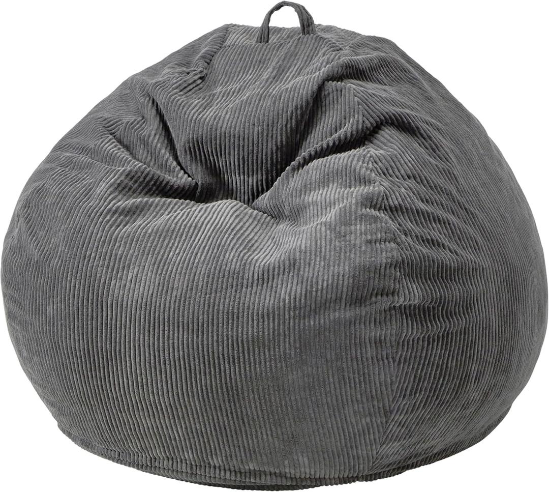 Hobestluk 3.5FT Bean Bag Chair Large Bean Bag with Filler Included Bean Bag Chairs for Adults Teardrop Bean Bag Chair with Removable Cover for Bedroom Living Room - (Large, Grey)