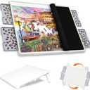 WELGEE 1500 Pieces 2-in-1 Tilting & Rotating Puzzle Board with Drawers and Cover, 35"x27" Portable Spinning Plastic Jigsaw Puzzle Table for Adults, Upgraded Lazy Susan