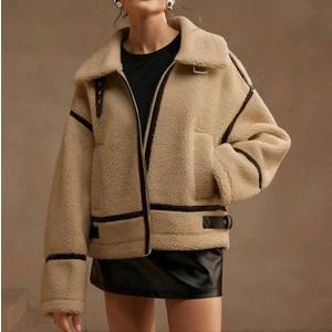 Coats For Women Casual Plus Fleece Thick Patchwork Zipper Front Loose Swing Jacket Trendy Jackets, M