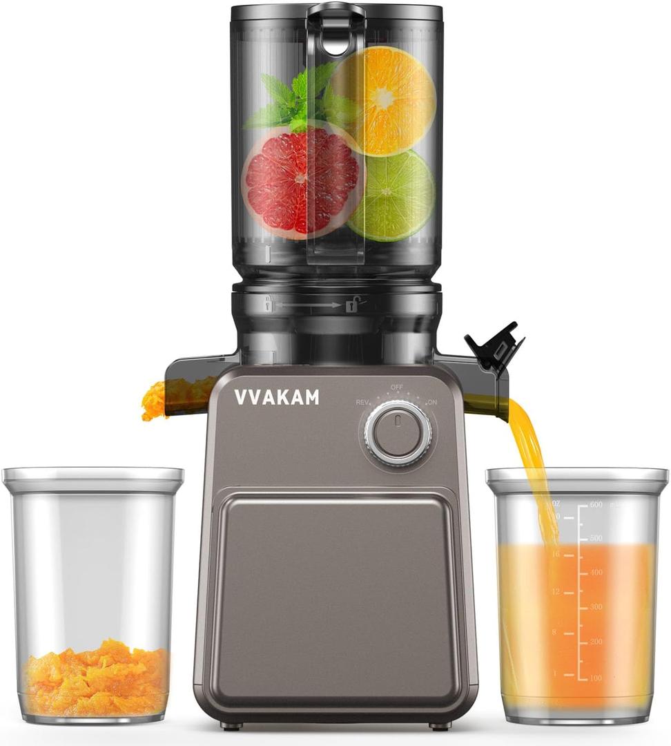Juicer Machines, Cold Press Juicer with 4.4'' Large Feed Chute Fit Whole Vegetables & Fruits, Masticating Juicer Machines, Easy to Clean, High Juice Yield - 250W (Dark Gray)