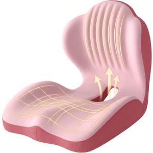 Ergonomic Seat Memory Foam Support Cushion for Back, Car Seat Back Support Cushion for Sciatica Tailbone Pain, Office Desk Chair Car Travel Seat Cushion (Pink), Medium