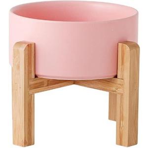 Petygooing Pink Elevated/Raised Ceramic Dog Bowl for Medium and Large Breeds, Dog Food Water Dish with Stand,Pet Feeding Bowl with Anti Slip Rubber Large Dogs(1800ml 7.6 Cups)