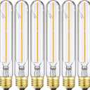 7.3 Inch E26 Led Bulb 40 watt,Dimmable Tubular Bulb 4W,2700k Warm White Edison Bulbs,T10 Long Clear Glass Light Bulb for Rustic Pendant,Industrial Pipe,Wall Sconces,Chandeliers,6 Pack