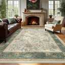 GarveeHome Area Rugs 8x10 for Living Room, Sage Green Botanical Floral Print Washable Rug Soft Non Slip Floor Mat Carpet Indoor Thin Cottage core Rug for Bedroom Dining Room Playroom Nursery Room