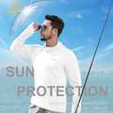 Men's Sun Protection Fishing Shirts UPF 50+ Lightweight Hoodie Long Sleeve UV SPF Hooded Shirts with Mask Rash Guard (XX-Large, White)