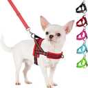 SlowTon No Pull Small Dog Harness and Leash Set, Puppy Soft Vest Harness Neck & Chest Adjustable, Reflective Lightweight Harness & Anti-Twist Pet Lead Combo for Dogs (Red, XS) (B-Red - With Front Clip)