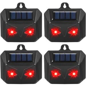 2026 Upgraded Solar Predator Control Light, 4 Pack Predator Eyes Nocturnal Animal Repeller, Red LED Coyote Fox Deterrent for Chicken Coop Defense, Skunk Raccoon Deer Repellent for Farm & Garden