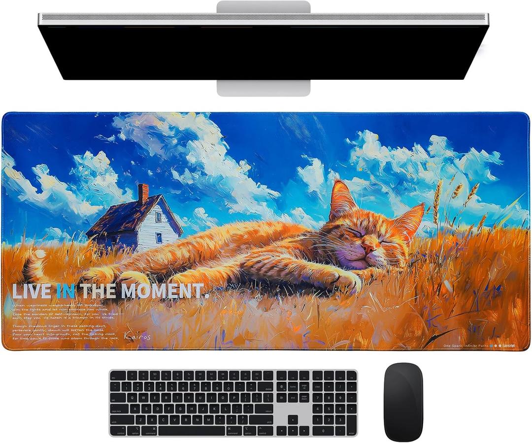 Extra Large Gaming Mouse Pad, Cute Computer Desk Mat, 35.5x15.7 Inches, 4mm Thick Non-Slip Rubber Base, Water Resistant for Home/OfficeAnimal