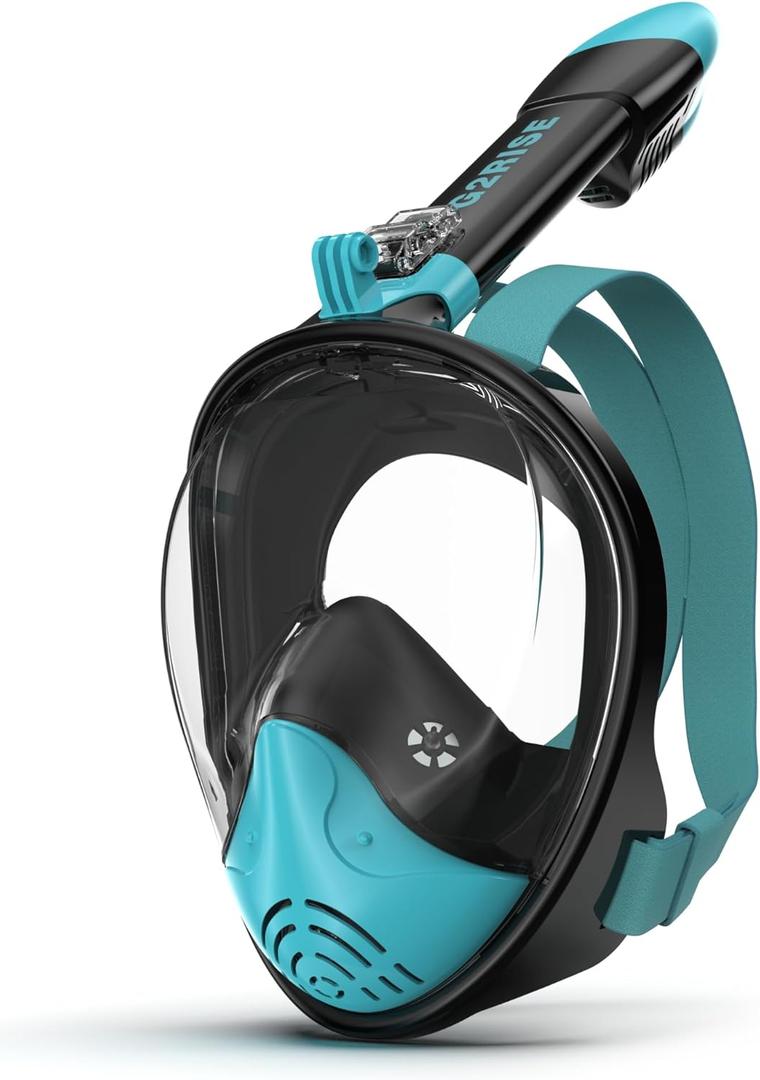 G2RISE Full Face Snorkel Mask Adults Snorkeling Set Gear with Detachable Camera Mount, Safe Breathing, Anti Fog & Anti Leak