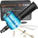 Dicfeos Double Head Metal Sheet Nibbler Cutter with Circle Cutting Accessories, Drill Attachment with Wrench and Parts, Maximum 14 Gauge Steel (Blue)