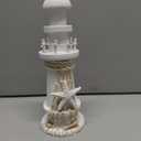 Puzzled COTA Global Small White Wooden Lighthouse Decor - Handmade Wooden Lighthouse Beach Decorations for Home with Decorative Starfish Decor - 8.75 Inches