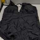 Yonique Women's Halter Tankini Top V Neck Swim Top Tummy Control Bathing Suit (X-Large, Black)