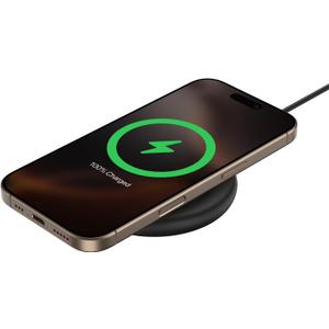 Belkin Magnetic Wireless Charging Pad 15W - MagSafe-Compatible Qi2-Certified Wireless Charging Station, iPhone Charger for Apple iPhone 16, 15, 14 Series, AirPods w/Non-Slip Base - Black (No PSU)